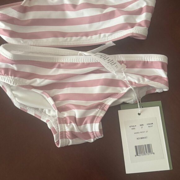 Andie Kids Toddler Girl AK002 Rose Stripe Bikini Swim Set Size 2T - Picture 2 of 5
